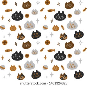 Cat Cartoon Fancy Pattern Vector