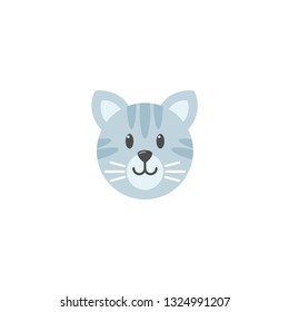 cat cartoon head icon on a white background