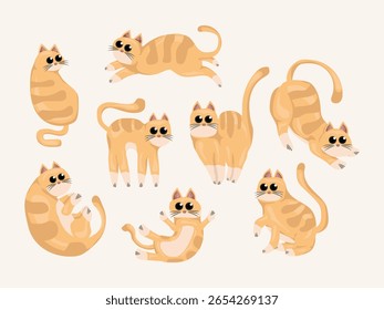 cat cartoon icon animal pet cute orange element comic drawing flat pattern seamless kitten character