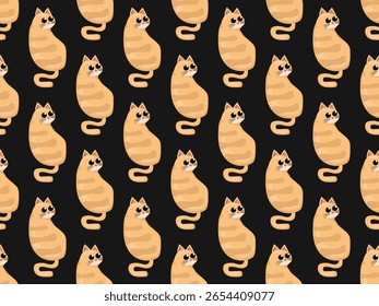 cat cartoon icon animal pet cute orange element comic drawing flat pattern seamless kitten character