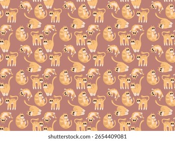 cat cartoon icon animal pet cute orange element comic drawing flat pattern seamless kitten character