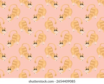 cat cartoon icon animal pet cute orange element comic drawing flat pattern seamless kitten character