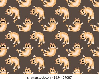 cat cartoon icon animal pet cute orange element comic drawing flat pattern seamless kitten character