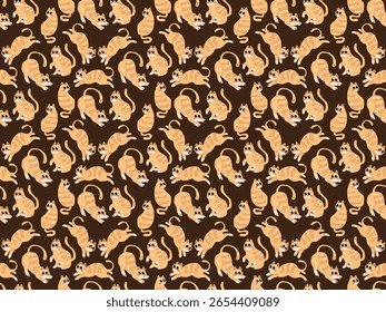 cat cartoon icon animal pet cute orange element comic drawing flat pattern seamless kitten character
