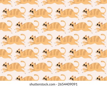 cat cartoon icon animal pet cute orange element comic drawing flat pattern seamless kitten character