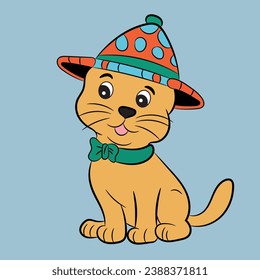 cat cartoon illustration happy and funny character