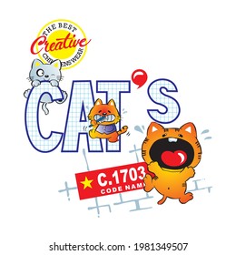 cat cartoon look happy - vector illustration