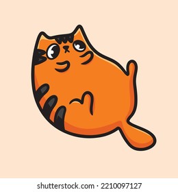 Cat Cartoon Mascot Design Cute Flat Design Logo Funny Happiness