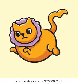 Cat Cartoon Mascot Design Cute Flat Design Logo Funny Happiness