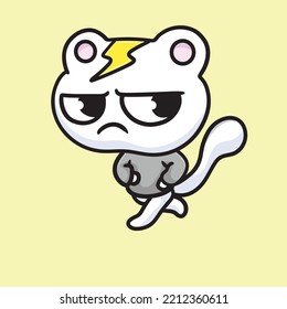 Cat Cartoon Mascot Design Cute Flat Design Logo Funny Happiness