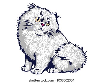 cat cartoon mascot  in zentangle stylized