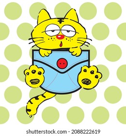 cat cartoon out from pocket vector