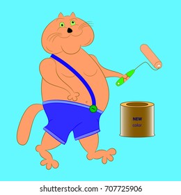 cat cartoon repairer vector 