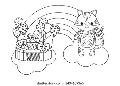 Cat cartoon with scarf design