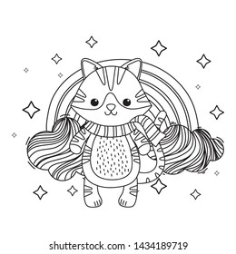 Cat cartoon with scarf design