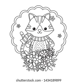 Cat cartoon with scarf design