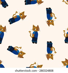 cat , cartoon seamless pattern background