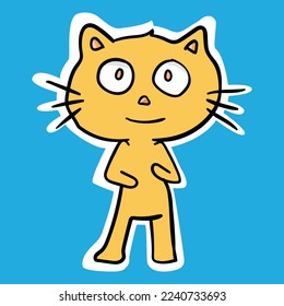 cat cartoon  sticker vector design  