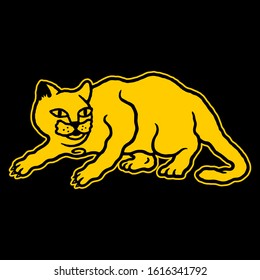 Cat. Cat Cartoon Style. Colorful Cat on black background isolated. Stock Vector Illustration. Cartoon style.
