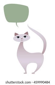 Cat cartoon style. Isolated. White Background. Speech Balloon