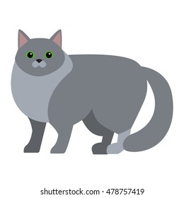 Cat cartoon style vector silhouette