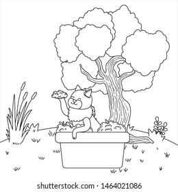 Cat cartoon taking shower design