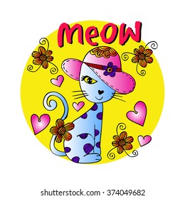 cat cartoon. T-shirt graphics