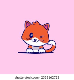 Cat Cartoon, Vektorsymbol, Cute and zufriedene Cat Vektorgrafik einzeln