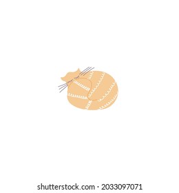 Dibujo vectorial de dibujos animados de gatos, gato rojo durmiendo
