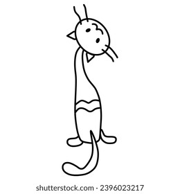 cat cartoon vector Outline line Cute and funny cats doodle. Cartoon cat or kitten characters design collection Minimal cat drawing. Set of purebred pet animals isolated on transparent background.