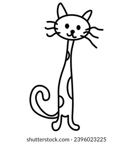 cat cartoon vector Outline line Cute and funny cats doodle. Cartoon cat or kitten characters design collection Minimal cat drawing. Set of purebred pet animals isolated on transparent background.