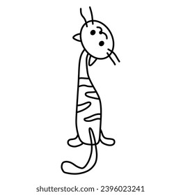 cat cartoon vector Outline line Cute and funny cats doodle. Cartoon cat or kitten characters design collection Minimal cat drawing. Set of purebred pet animals isolated on transparent background.