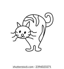 cat cartoon vector Outline line Cute and funny cats doodle. Cartoon cat or kitten characters design collection Minimal cat drawing. Set of purebred pet animals isolated on transparent background.