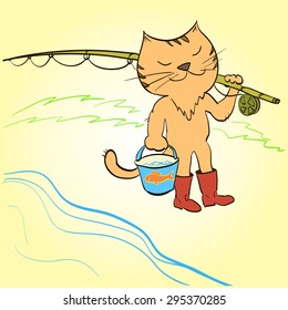 a cat with a catch back to the reservoir