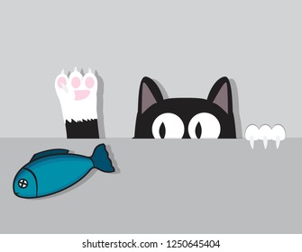 Cat catches fish