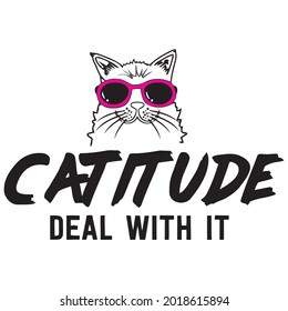 cat catitude deal with it wo art hirt art design vector illustration for use in design and print poster canvas