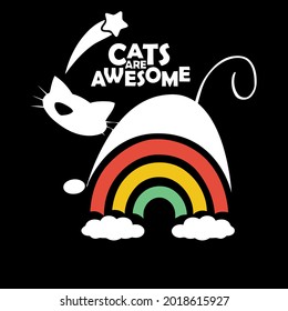 cat cats awesome rainbow meow wo design vector illustration for use in design and print poster canvas