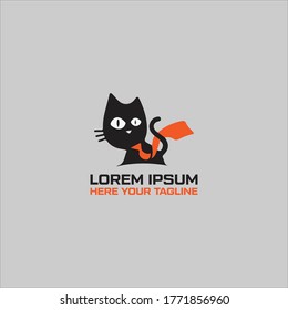cat or cats funny logo design