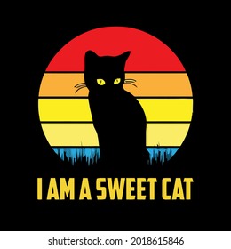 cat cats funny cat lover animal kitten retro knotted art vector design illustration print poster