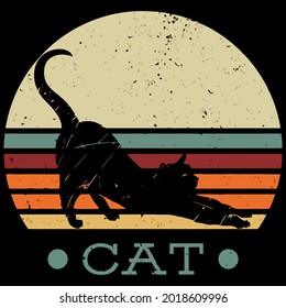 cat cats funny pet animal lover retro kitten vintage port art art vector design illustration print poster