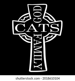 cat cats god family christ kitten kitty full color mug vector design illustration print poster