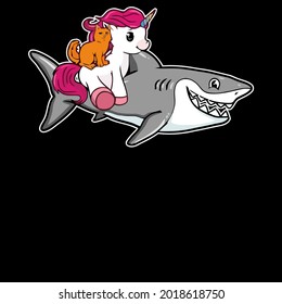 cat cats kitten riding funny unicorn hark wo design vector illustration for use in design and print poster canvas