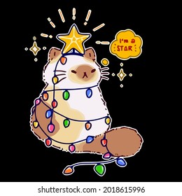 cat chain of lights artar christmas artree mens art design vector illustration for use in design and print poster canvas
