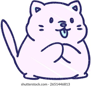 Cat Chalk Drawing in bright neon color
