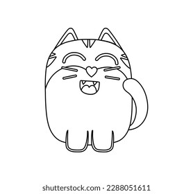 Carácter de gato Libro de coloreado de vectores blanco y negro para niños