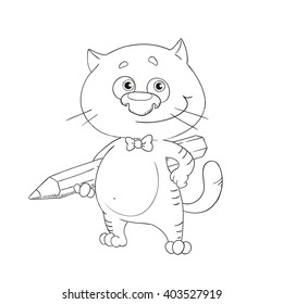 Cat character cartoon for coloring book