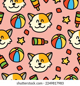 Cat character cartoon pattern design