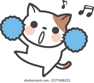 A cat character cheering with one leg up