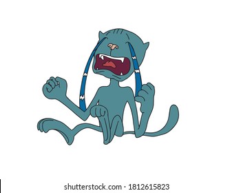 cat character crying emotions sticker illustration cartoon