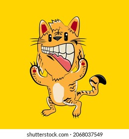 cat character design for t-shirt and cartoon book, vector illustration